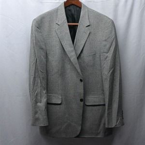 Lands' End‎ 46 Long Gray Tweed Wool Silk 2 Button Blazer Suit Jacket Sport Coat